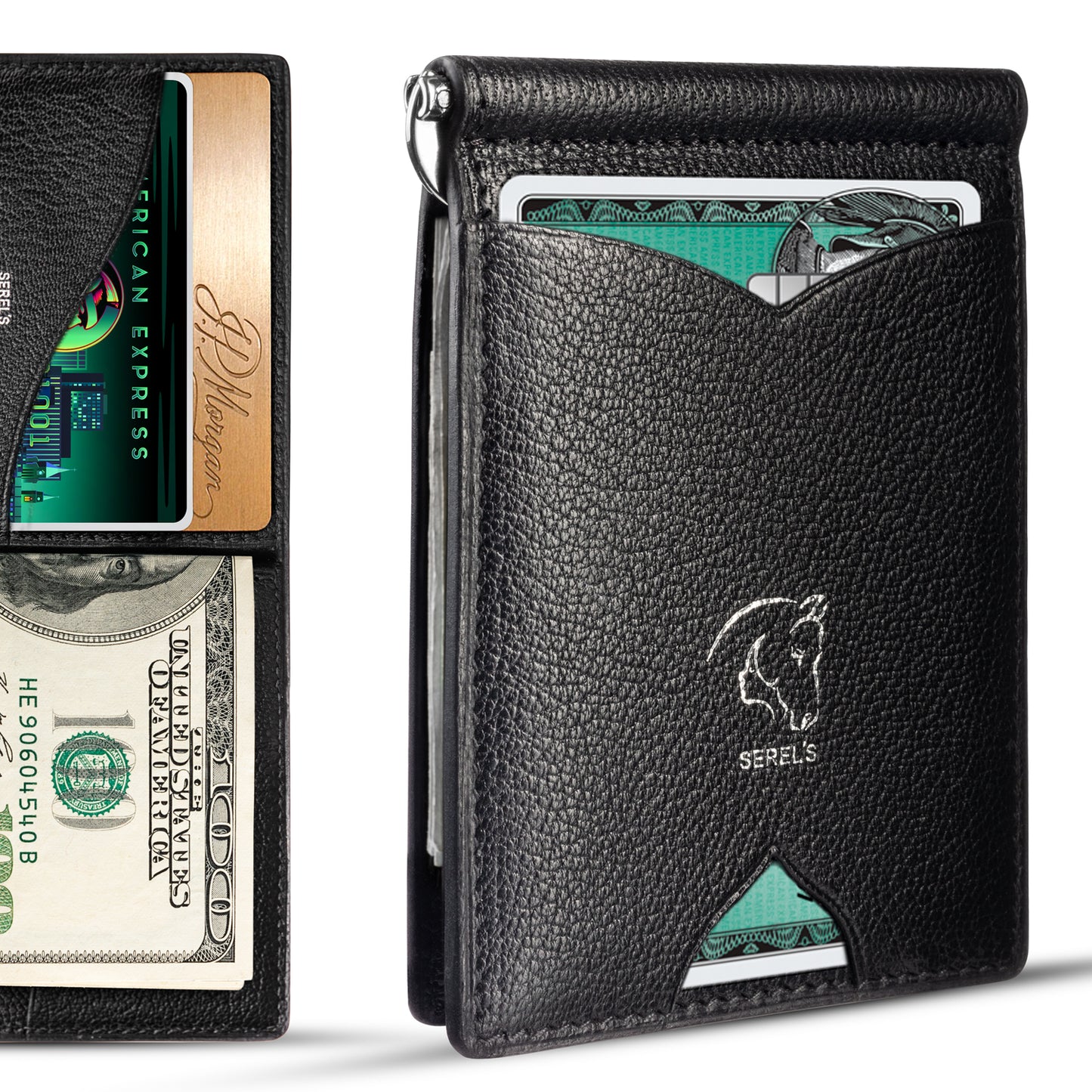 RFID Men's Wallet Bifold Money Clip with Pull Out Credit Cards